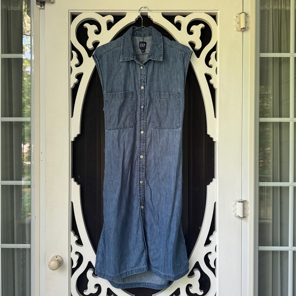 Gap Denim Sleeveless Button-Down Dress